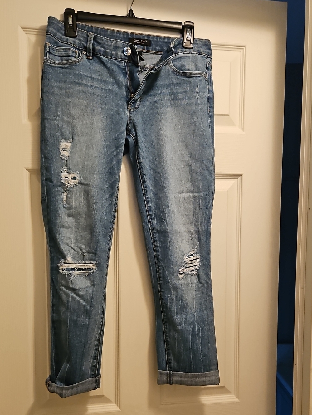White House Black Market Distressed Light Wash Skinny Jeans